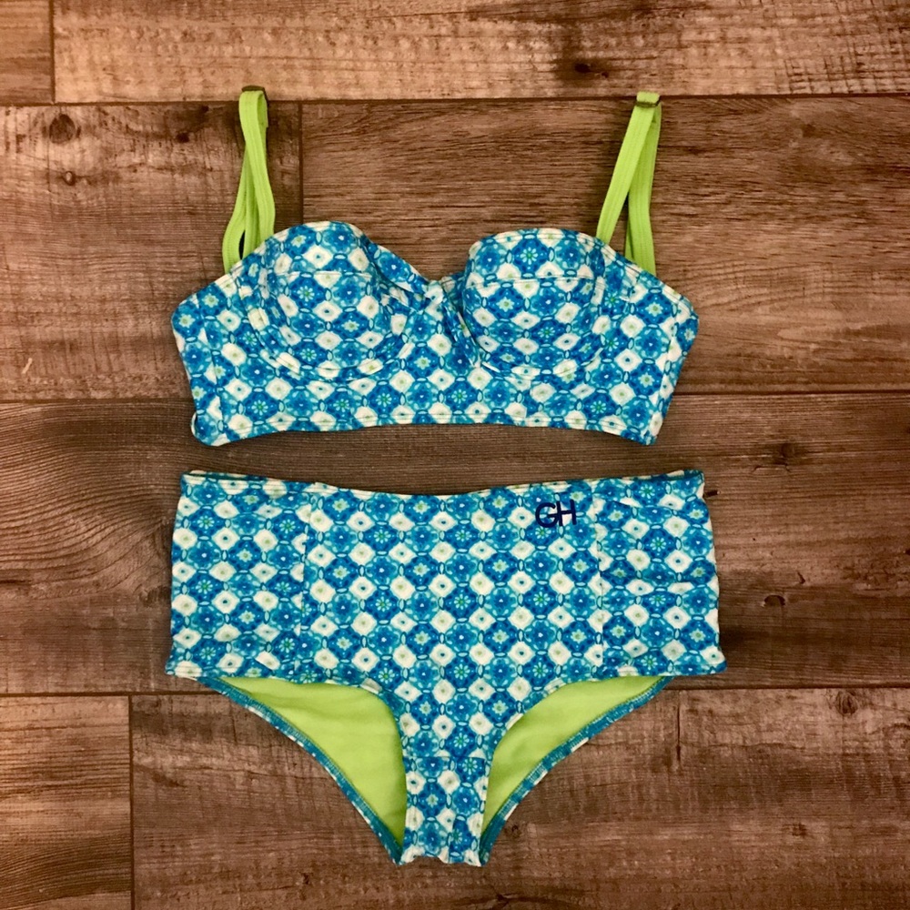 High Waisted Retro Vibrant Print Suit!